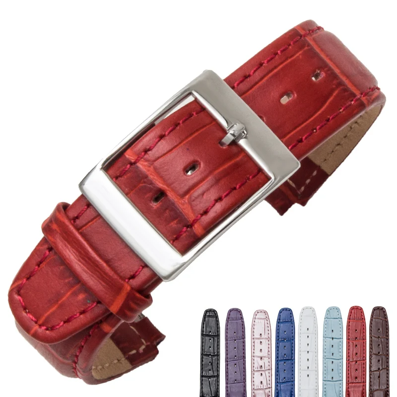 genuine leather bracelet for swatch watch band 17mm 19mm Wrist Strap blue red black Watchbands Women man watch belt accessories