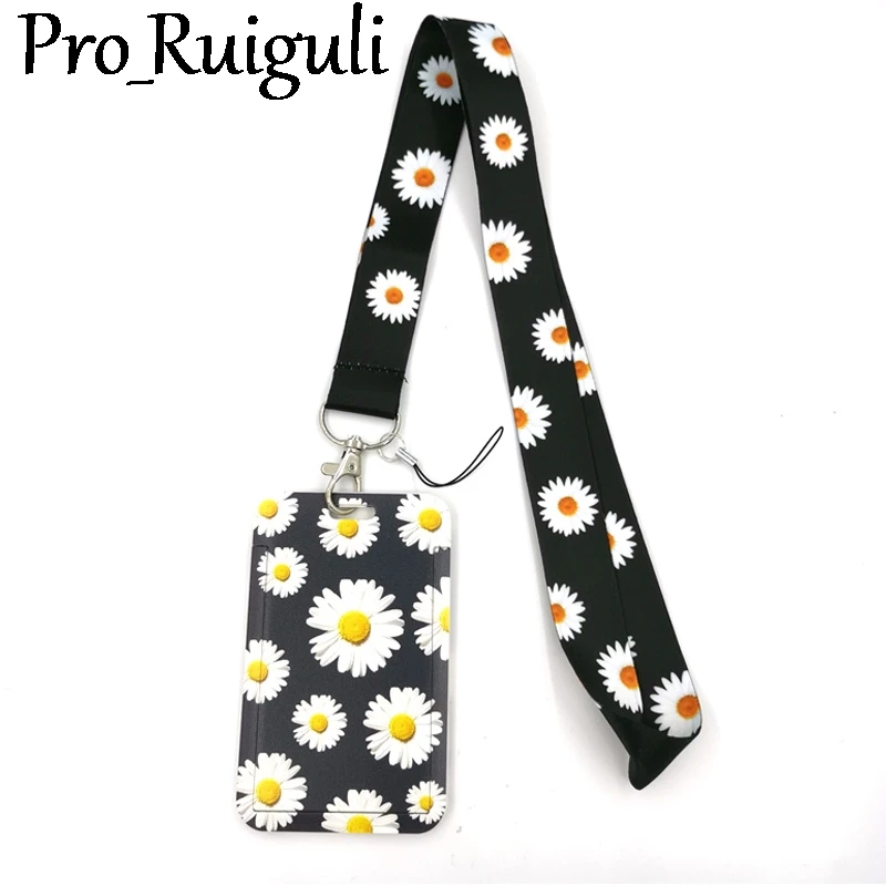 Daisy Flowers Key lanyard Car KeyChain ID Card Pass Gym Mobile Phone Badge Kids Key Ring Holder Jewelry Decorations