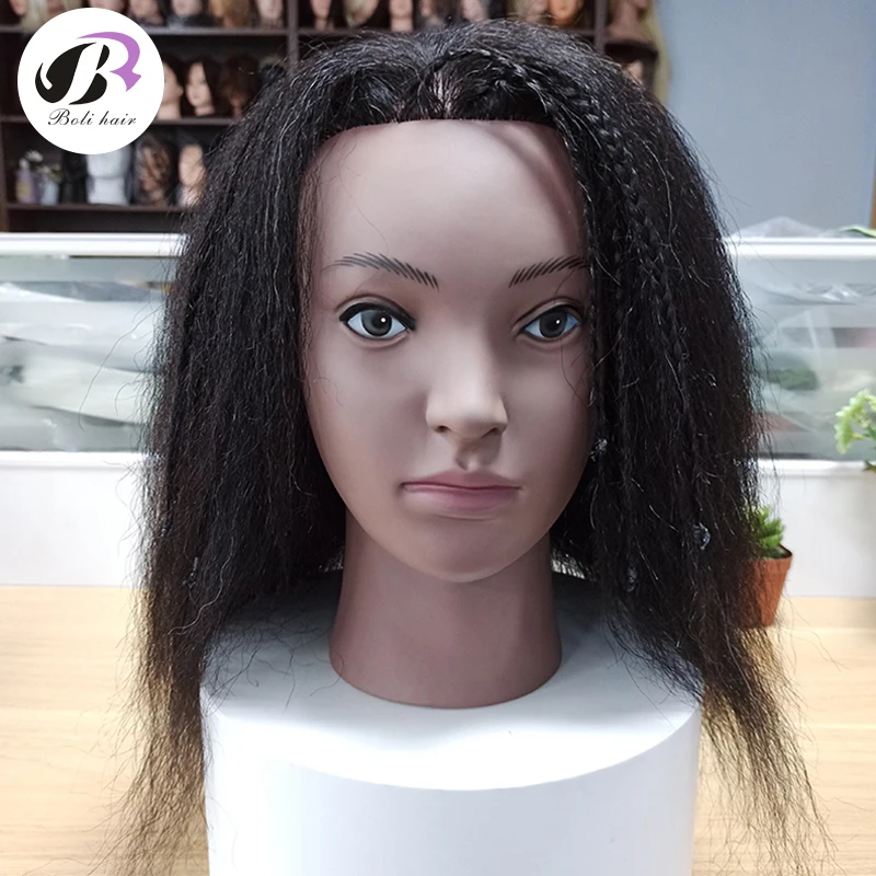 

Bolihair Afro 14" Professional Female Training Head with Human Hair Mannequin Head for Hairdressing Cosmetology Salon Tools