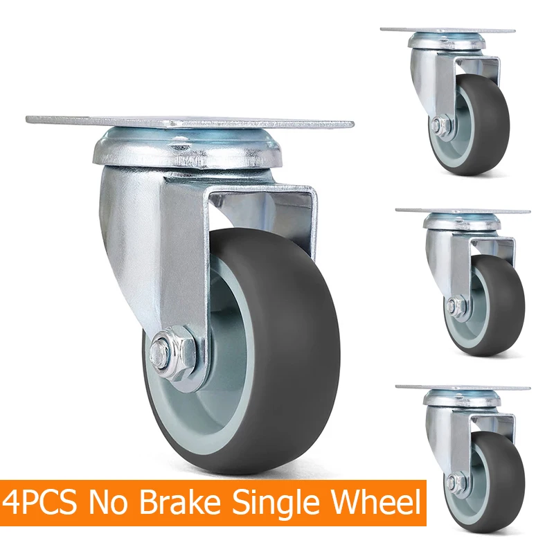 4 stks KAK Swivel Mute Wiel Caster Vervanging 2 Inch 60 KG Zacht Rubber Veilige Roller Meubels Wielen voor Trolley eettafel