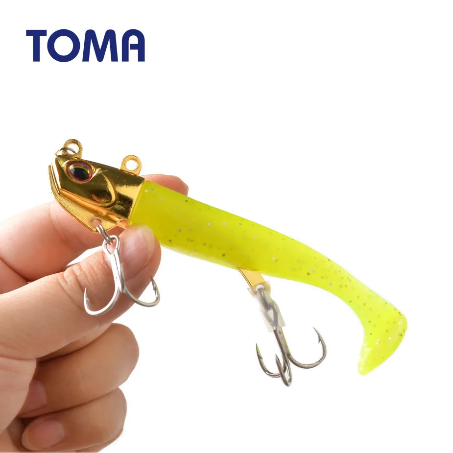 TOMA New Black Minnow Jig Head Fishing Lure Soft Pike Lure 14g 21g 2 Hooks Bass Fishing Shad Soft Bait Boat Code Seabass Bait