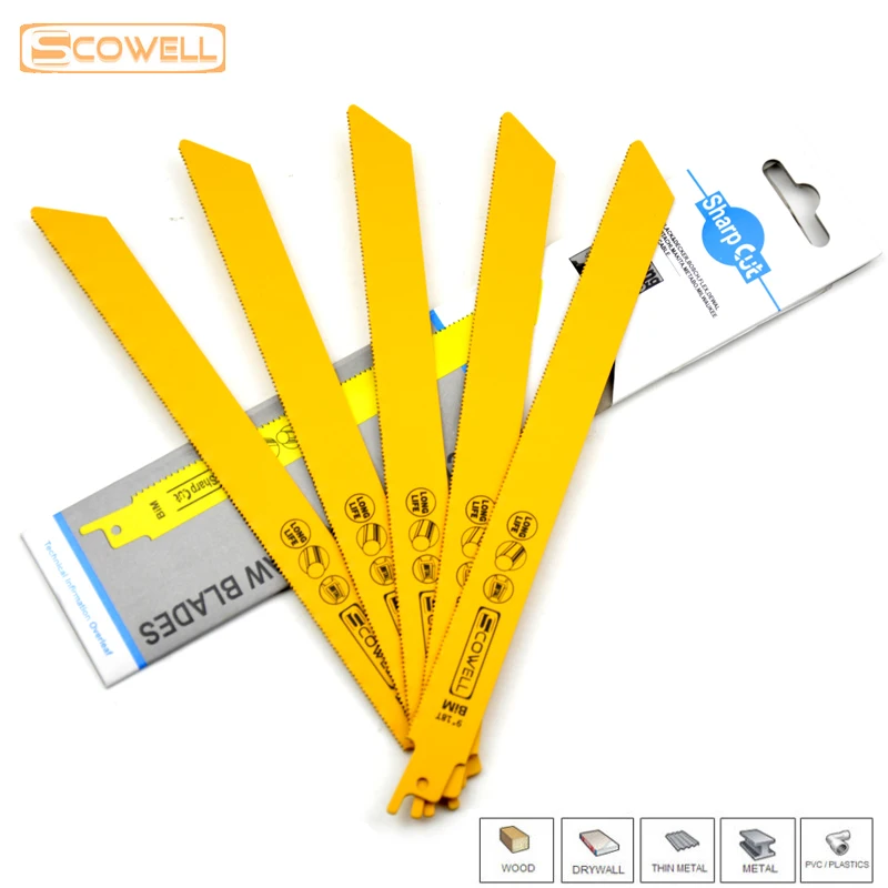 35% OFF SCOWELL 9IN 18TPI Bimetal Reciprocating Sabre Saw Blades 230*19*0.92mm For Soft Metal Working Bi-metal M2 Jigsaw Blades