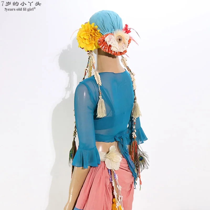 

Mesh Belly Dance Top Momen Long Sleeves Belly Dance Flare Blouse Top BXX02-06