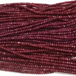 Natural Minerals Stone 4*6MM Brazil Faceted Red Ruby Round Loose Beads 15