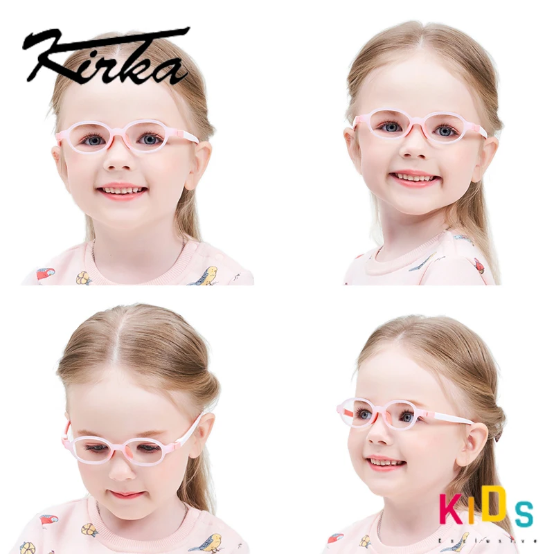 

Оптические оправа для детских очков Kirka TR90, гибкие детские силиконовые очки, детские резиновые очки, розовые, унисекс