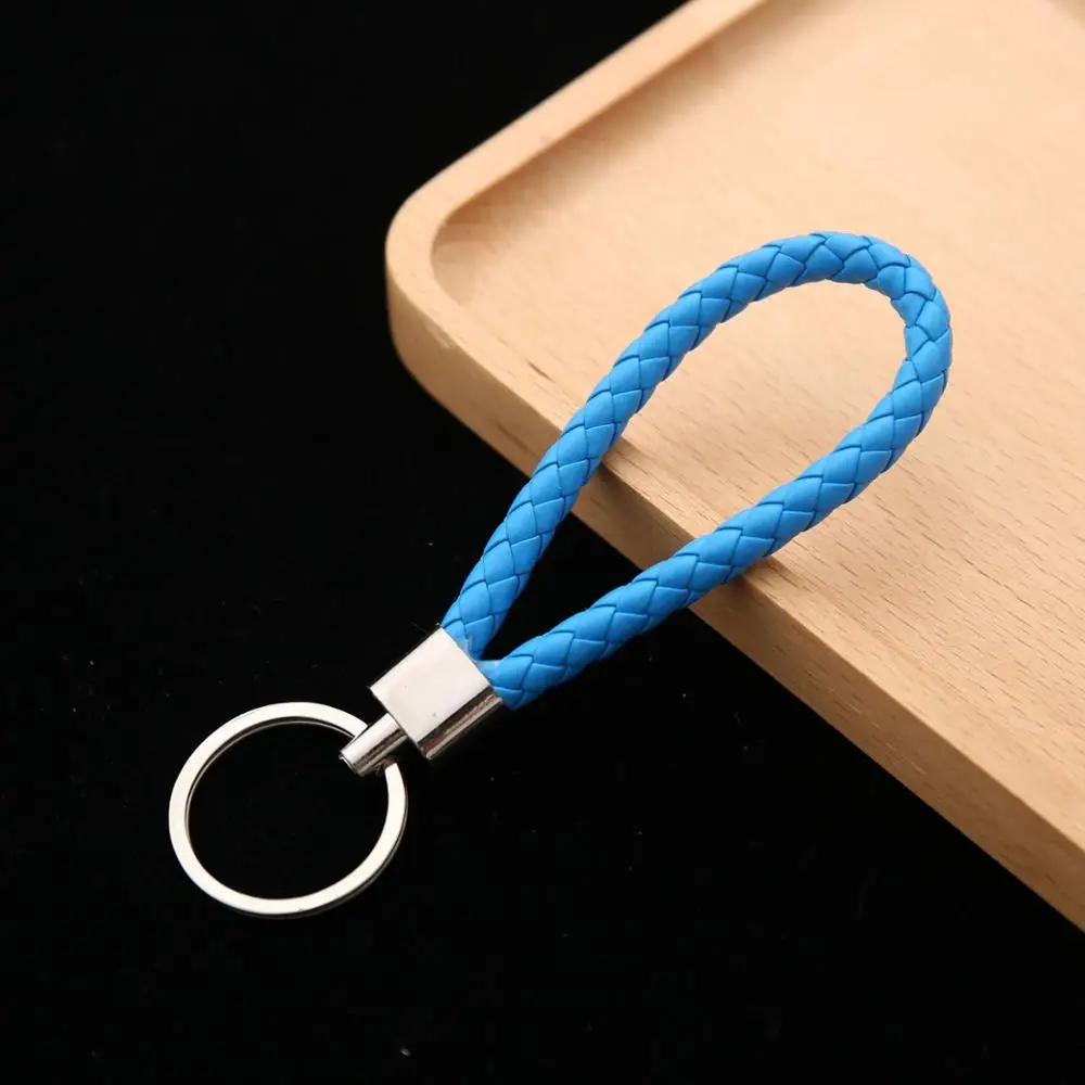 50pcs Colorful PU Leather Braided Keychains