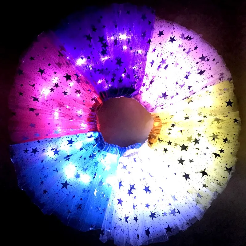 2024 new year Teenage Women Girl Child big Star Light Up Tulle Tutu Skirts Party Led Clothes Christmas Wedding Decorations