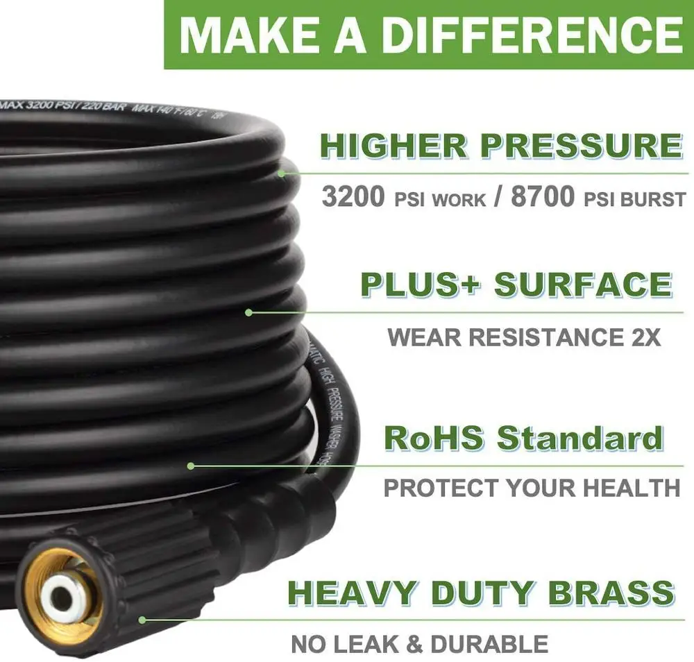 1/4 "* 220bar 3200PSI جهاز تنظيف يعمل بالضغط العالي خرطوم الحبل الأنابيب آلة غسل سيارات تنظيف المياه تمديد خرطوم الأنابيب M22-pin 14