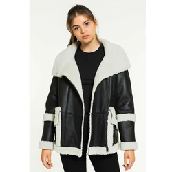 Chaqueta de borreguito para mujer, abrigo de piel de oveja de Turquía, abrigo de gran tamaño, chaqueta Bomber de piel para mujer, novedad de 2019