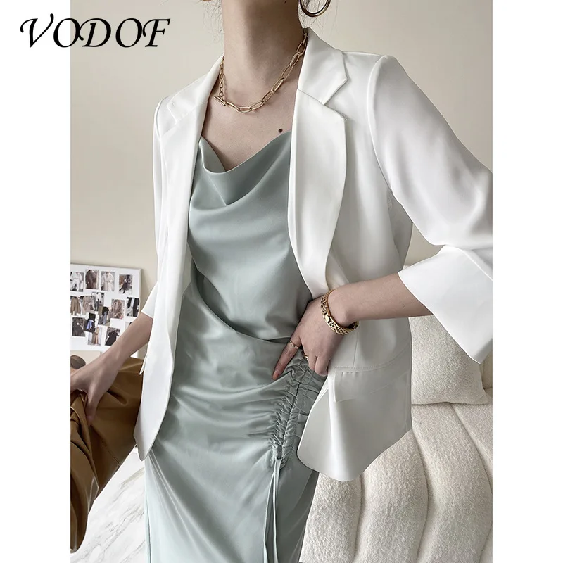 VODOF-Chaqueta informal de talla grande para mujer, blazer de color puro para oficina, Otoño, 2020