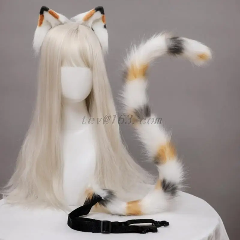 Bella pelliccia sintetica animale orecchie di lupo fascia realistica pelosa soffice cerchio di capelli Lolita Anime Masquerade Costume Cosplay