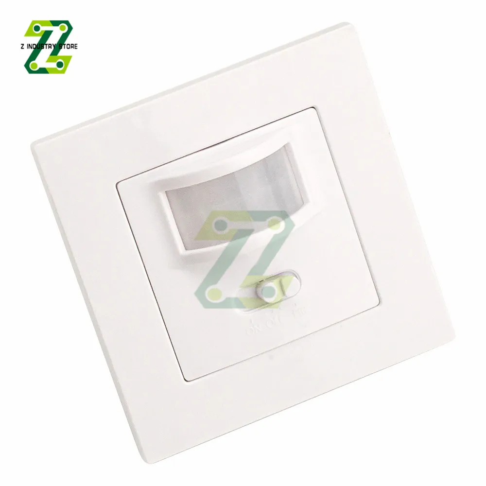 PIR Motion Sensor Switch AC 110V-240V Recessed Infrared Smart Human Body Sensor Wall Switch Adjustable Time