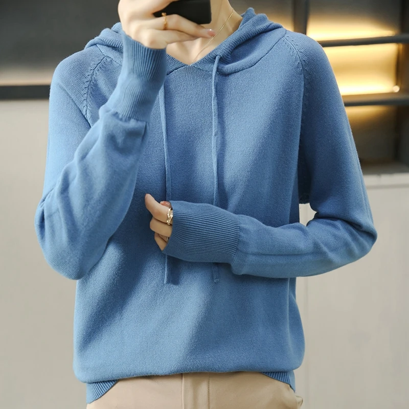 Spring And Autumn New Hooded Pullover Knitted Sweater Women's Loose Thin Coat Elegant Basic Long Sleeve Wholesale Special Offer