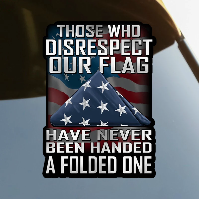 S60061# Folded Flag Veterans Military Support Self-adhesive Decal Car Sticker Waterproof Auto Decors on Bumper Rear Window