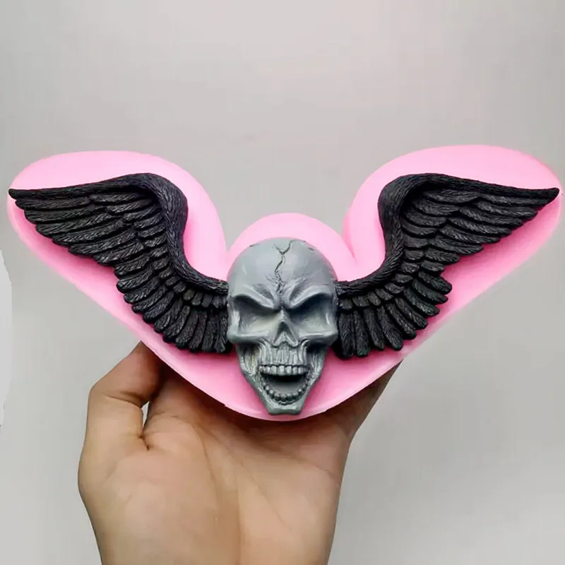 

Wings skull silicone mold diy make resin plaster concrete model home wall decoration tool