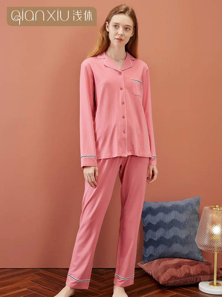 Autumn Winter Women\'s Cardigan Sleepwear plus Cotton Blouses Long Sleeve Sleep Tops Pants Bamboo Robe Sets Pajamas Homesuit