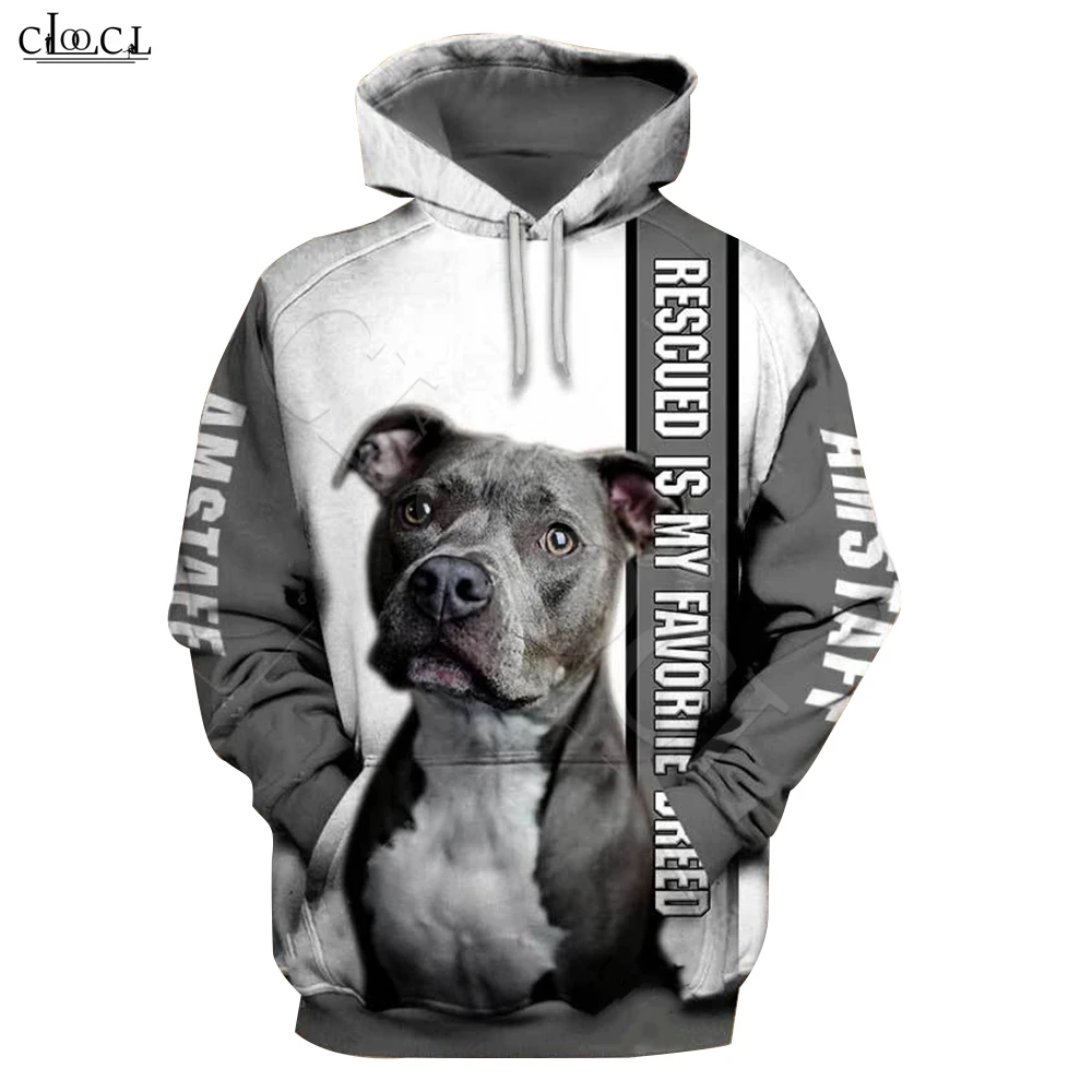 CLOOCL 2021 moda Animal Rescue Amstaff Dog 3D bluza z kapturem z nadrukiem mężczyźni kobiety bluza Casual Pet Dog Designs bluza z kapturem