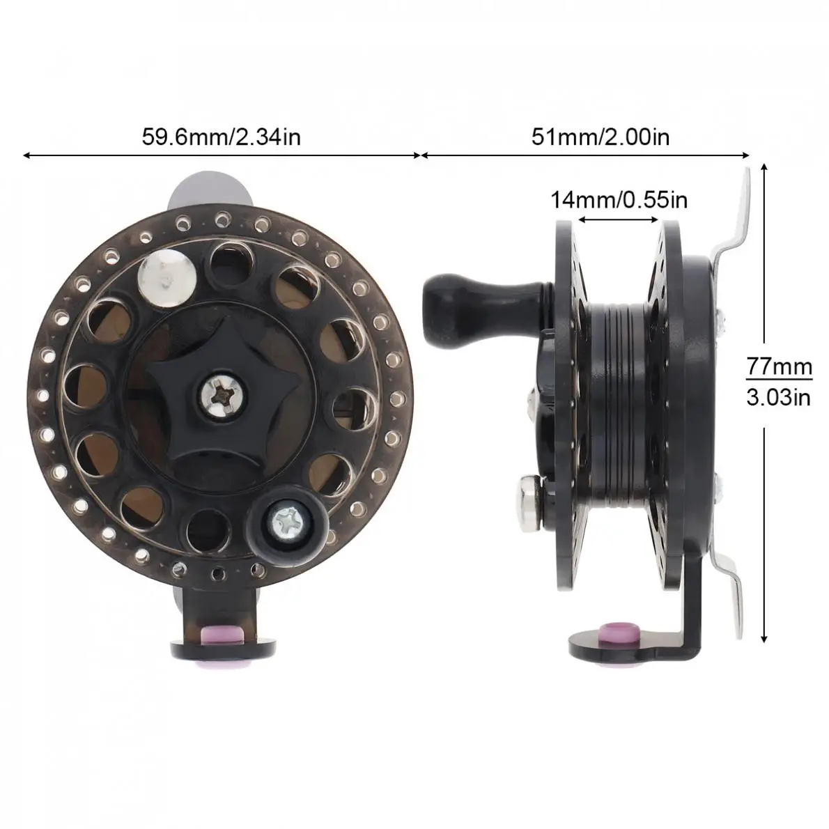 Ultralight Black Plastic 1:1 1BB Fly Fishing Reel Diameter 60mm Former Ice Fishing Wheel Right Left Hand Interchangeable