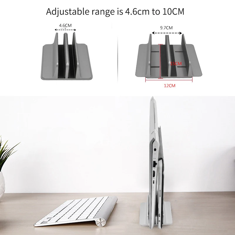 Double storage vertical books computer laptop aluminum bracket base desktop double bracket stand for ipad tablet