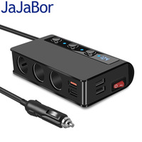 JaJaBor Car Cigarette Lighter Socket Car Charger with 4 USB Ports and 3 Sockets Cigarette Lighter Power Splitter Phone Charger