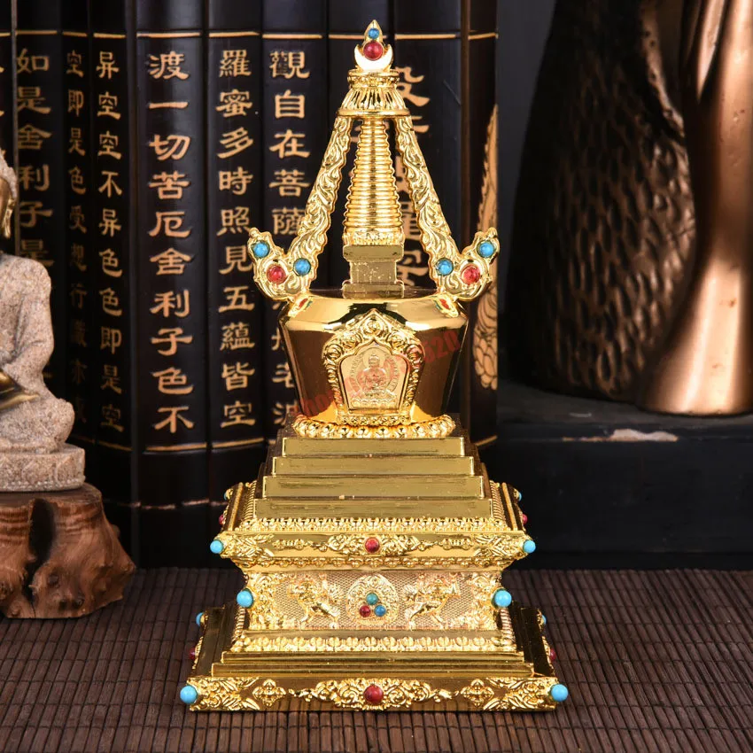 

6-inch Tibetan Buddhist articles gilded Bodhi pagoda Mitaka offering Buddhist pagoda ornaments 18cm