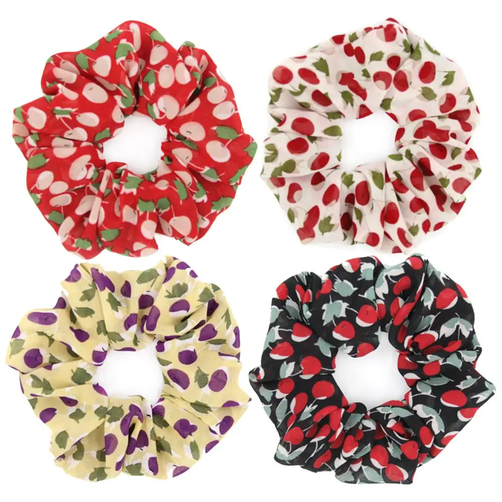 16 Styles Korean Women Hearwear Girls Hair Tie Fruit Lady Scrunchies Ponytail Hair Rope Pineapple Print Hair Accessories