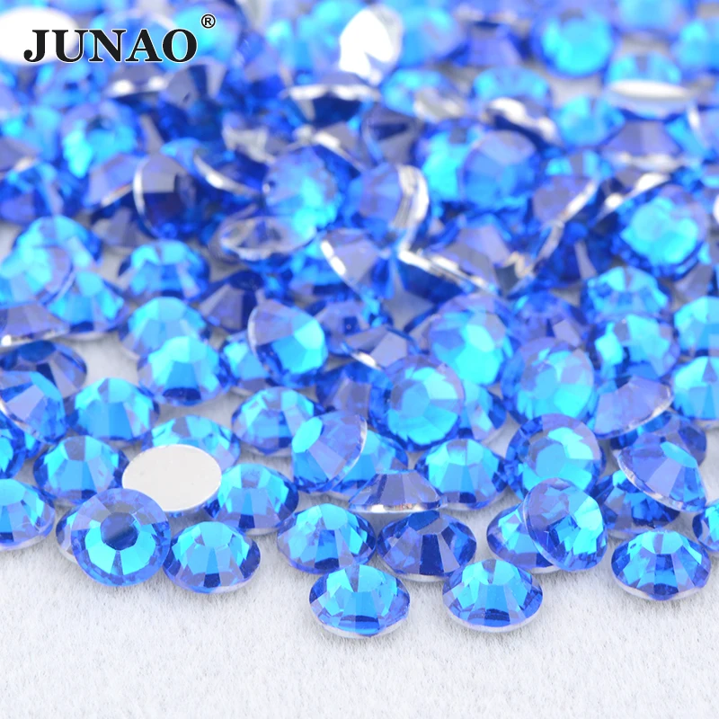 JUNAO 4mm 5mm 6mm Bulk Package Glittler Transt Pink AB Resin Rhinestone Applique Flatback Crystal Non Hot Fix Strass For Nails