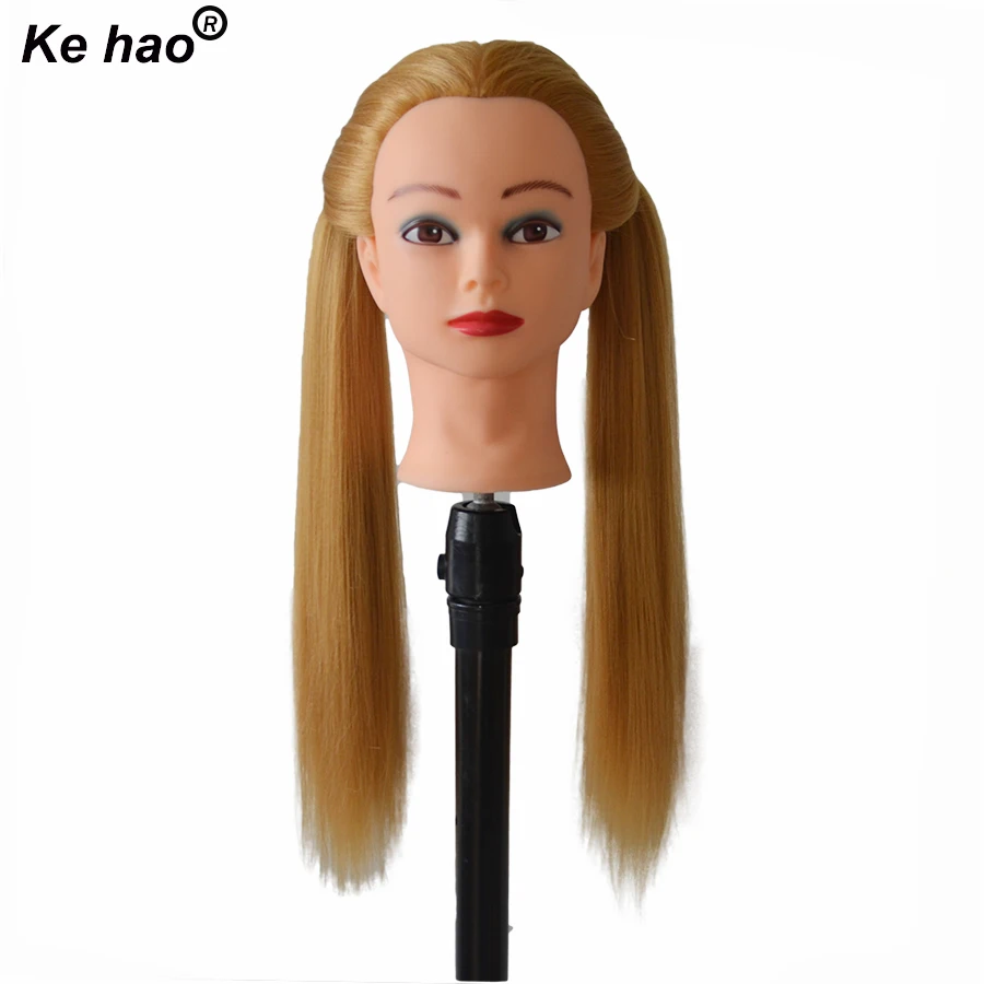 Head For Hairstyles 100% Heat Temperature Fiber Synthetic Hair Mannequin For Hairstyles 24inch Long Blonde Color For Braiding