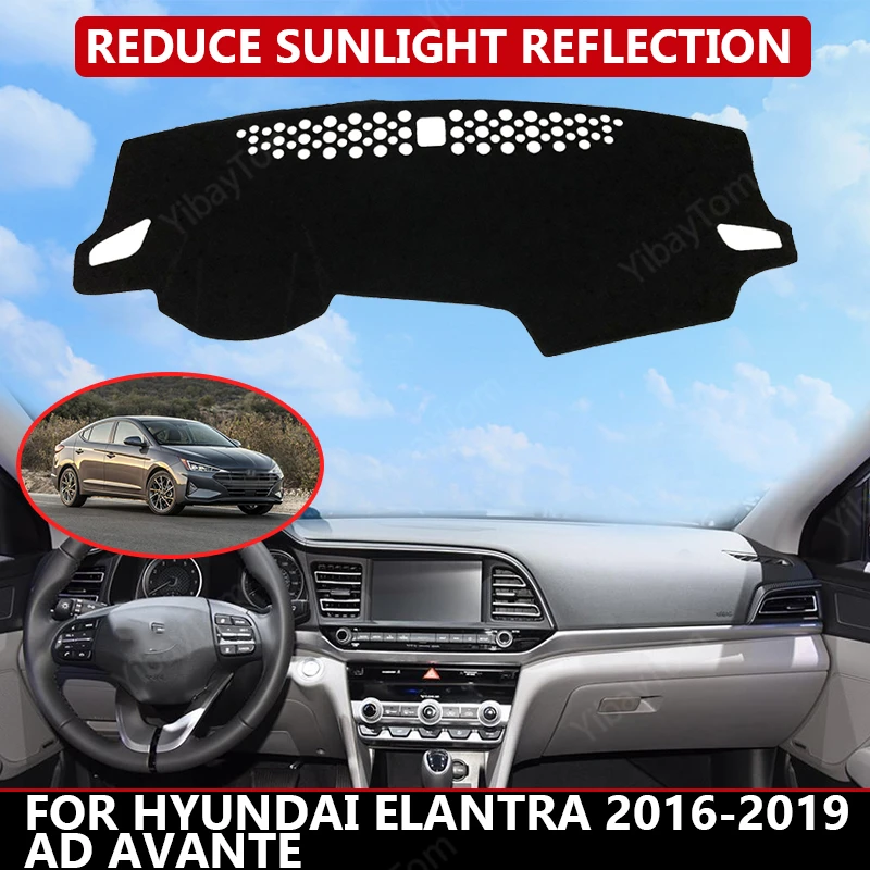 

Для Hyundai Elantra 2016-2019 AD автомобильный коврик для приборной панели, авто солнцезащитный козырек, подушка, внутренняя защита, аксессуары для отделки ковров