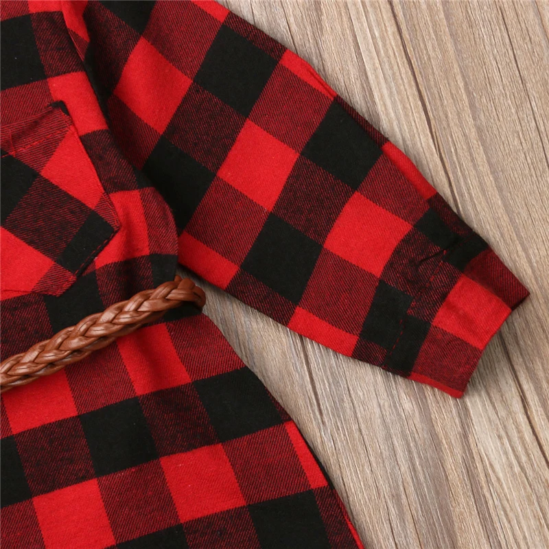 0-5T Christmas Toddler Newborn Kids Baby Girls Dress Red Plaid Cotton Princess Party Long Sleeve Dress Clothes Girl Autumn Dress