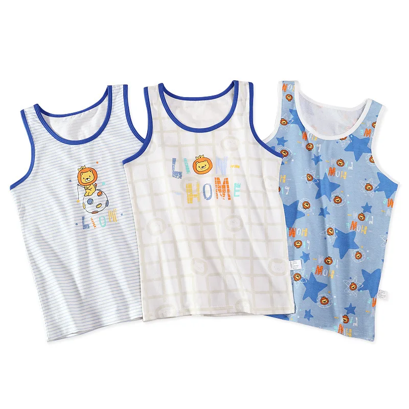 Teenage Cartoon Design Singlet Underwear Tank Quality Children Undershirts Cotton Tank Tops for Kids Size 3-10T 3Pcs/Lot