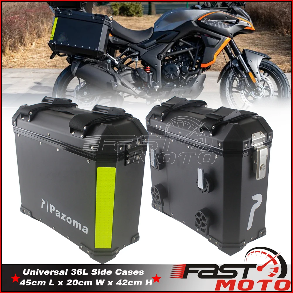 

For BMW R1200 F800 F700 S1000R G650 GS/R/ADV Universal Mount Aluminum 36L 2X Side Boxes Scooter Trunk Saddlebag Side Pannier