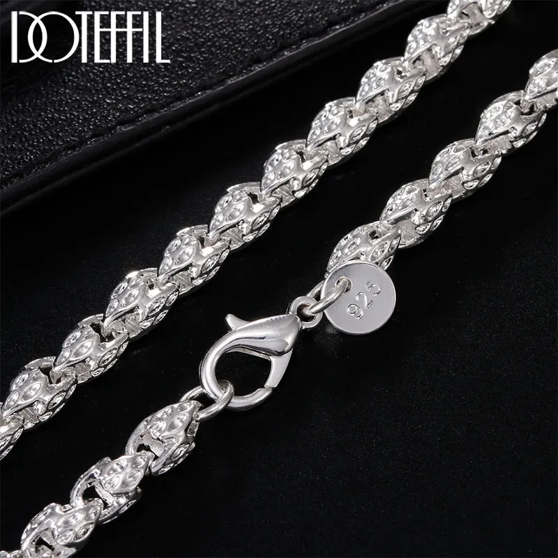 DOTEFFIL 925 Sterling Silver 20/24 Inch 5mm Faucet Chain Necklace For Women Man Fashion Wedding Engagement Charm Jewelry