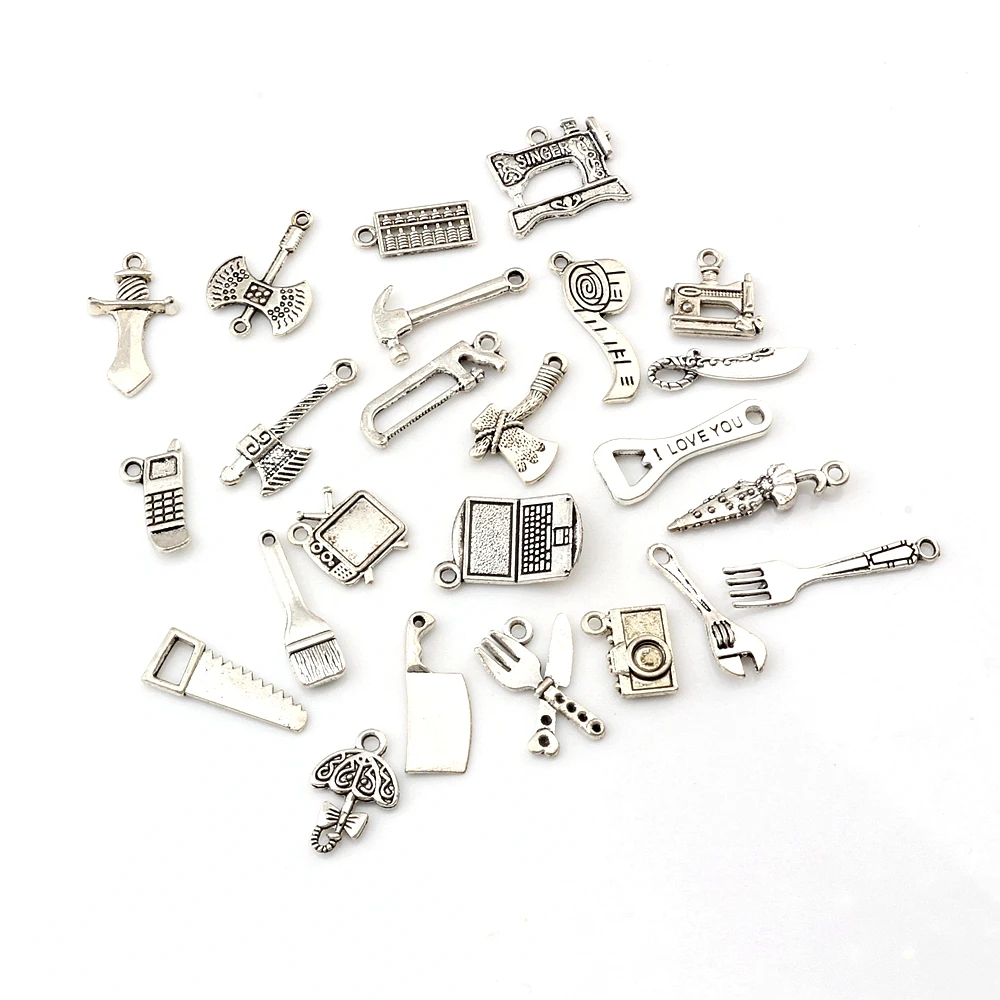 115Pcs Tibetan Silver Alloy Mix Tool Charms Pendants For Jewelry Making Bracelet Necklace DIY Accessories A-660