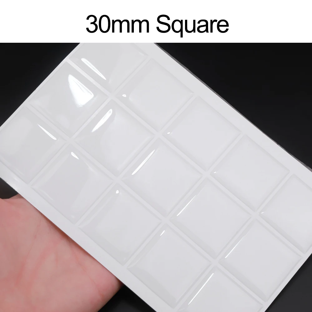 30mm Square Clear Domed Epoxy Seal 3D Crystal Clear Epoxy Adhesive Circles Sticker  DIY Jewelry Craft Making Decorations