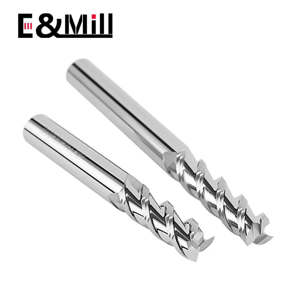 Fresa de acero de tungsteno HRC55 de 3 flautas para miroir de alto brillo, aleación de aluminio, centro de mecanizado especial de tres hojas