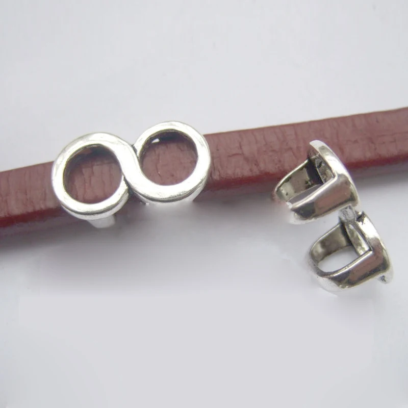 10Pcs Antique Silver Color/Bronze Infinity Licorice Sliders For 10x6mm Leather Bracelet Findings
