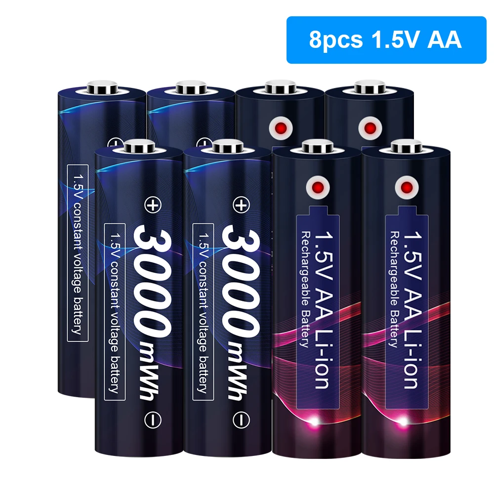 

AJNWNM AA Battery 1.5V Li-ion AA Rechargeable Batteries 3000MwH AA flashlight Battery 1.5V AA Batteries