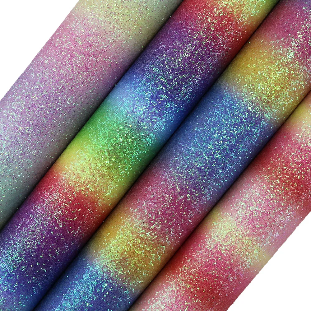 30x134cm Roll Rainbows Fine Glitter Fabric With Elastic Backing Material For Bows Gift Box Decoration DIY AY308