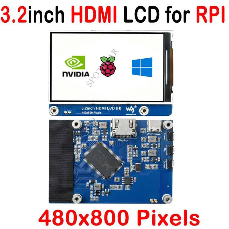 Pantalla Raspberry Pi LCD de 3,2 pulgadas, HDMI de 3,2 pulgadas, pantalla IPS de 480x800, compatible con HDMI también para otro mini ordenador