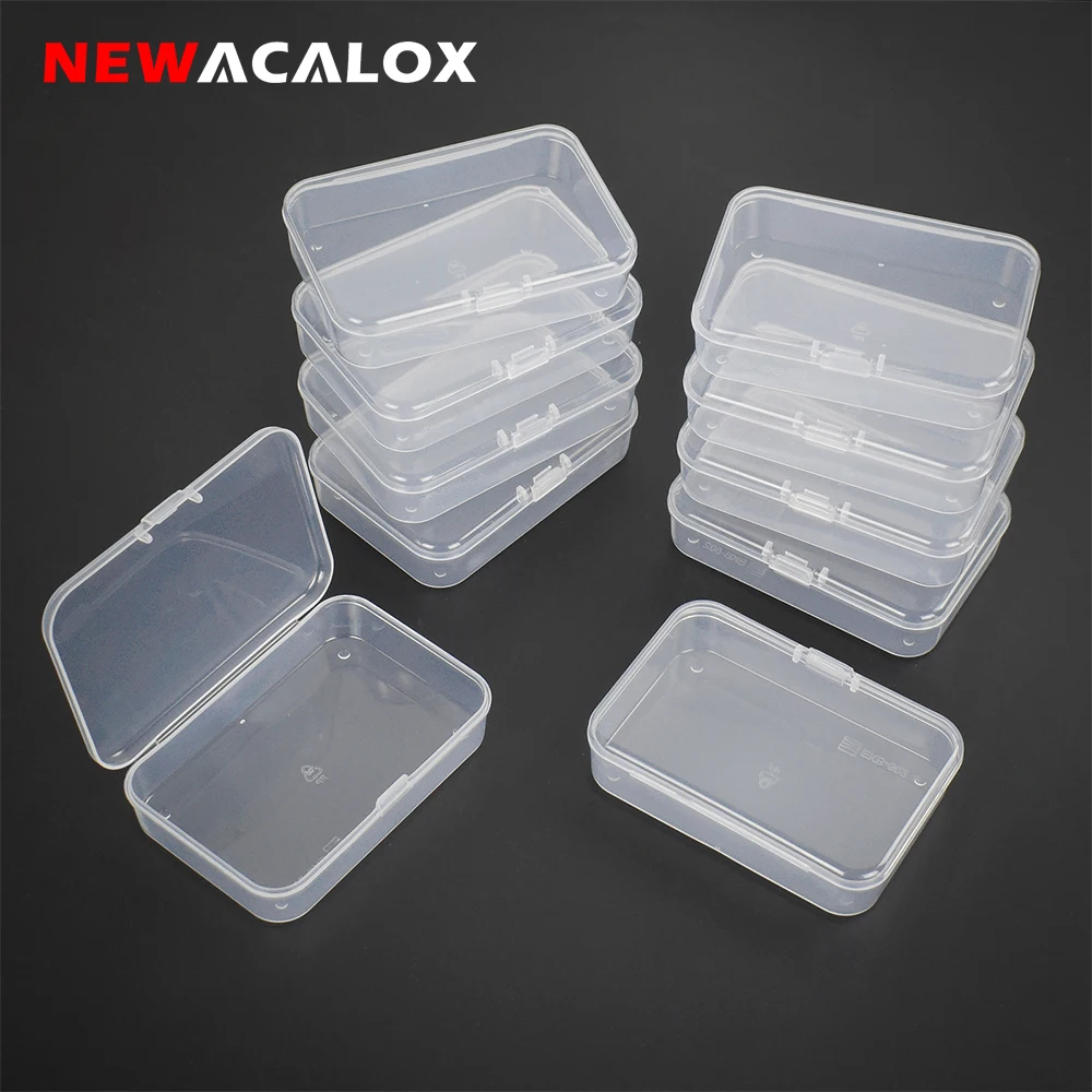 NEWACALOX 10Pcs/lot Mini Toolbox Electronic Plastic Parts Container Tool Box Screw Fish Hook Drill Bit Component Storage Box