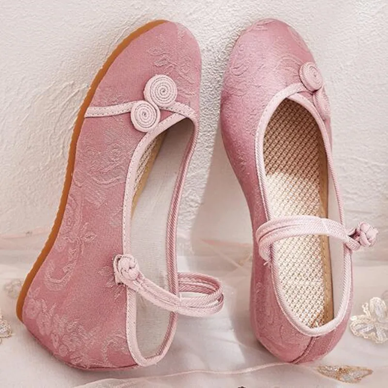 Frauen Keil Sandalen Mary Jane Jacquard Baumwolle Stoff Schuhe Damen Vintage Taste Pumpen Frau Bequeme Runde Kappe Sommer Espadrilles