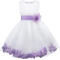 Kids Girls Elegant Flower Tulle Princess Dress Pageant Wedding Birthday Party Dresses Ball Gown Formal Tutu for Bridesmaid Prom