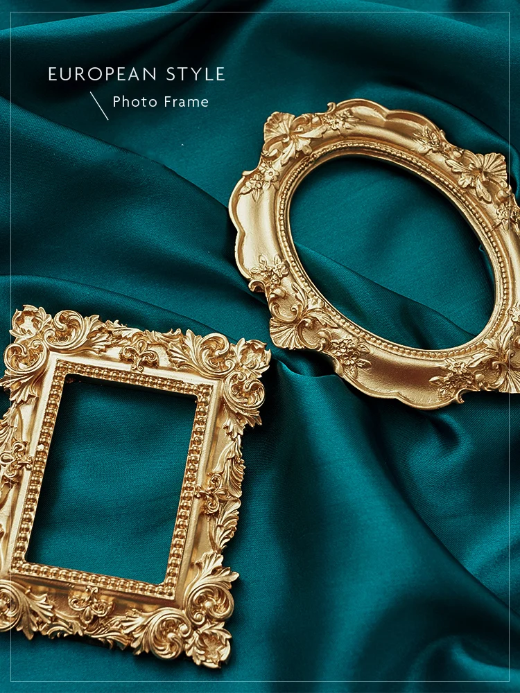 Photography Backdrop Props Golden Vintage Photo Frame Life Shoot Studio Decoration for Jewelry Ring Necklace Earrings Fotografia