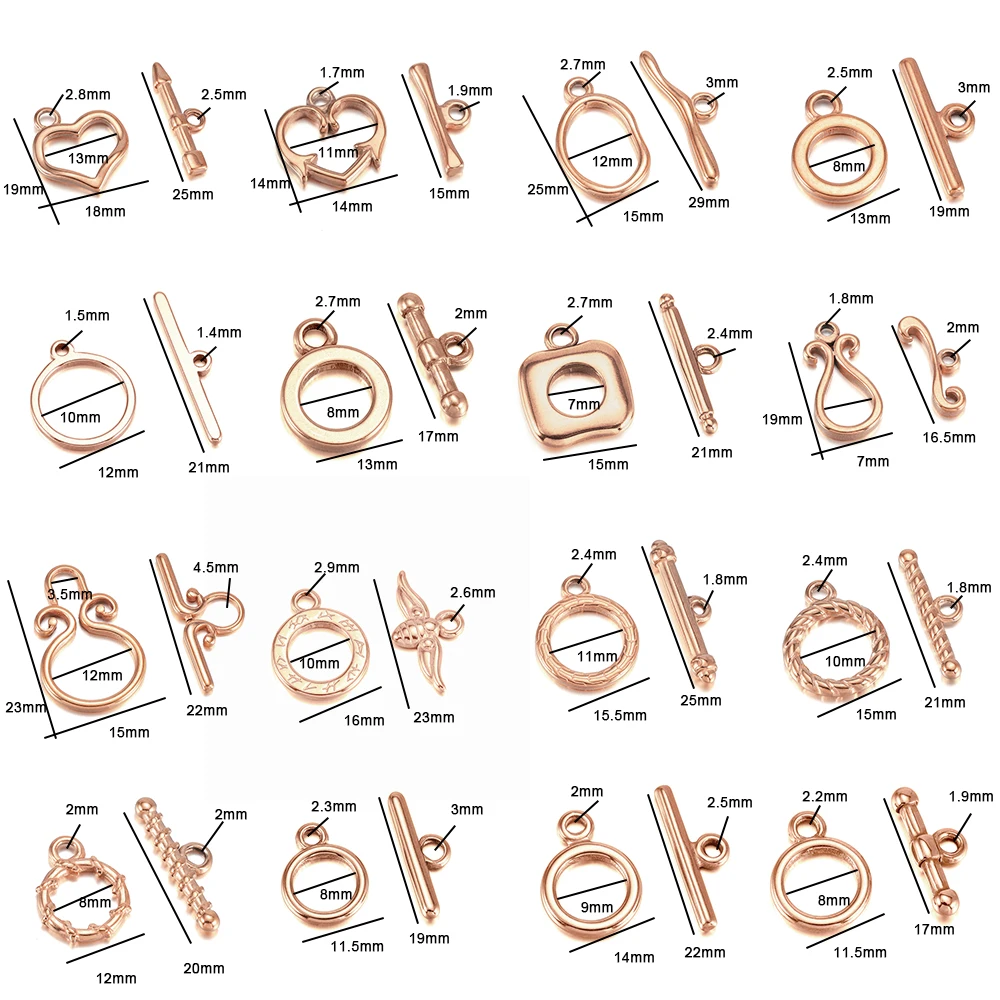 3Sets Stainless Steel Rose Gold Color OT Clasps Toggle Clasp Buckle Connectors for DIY Bracelet Necklace Jewelry Making Supplies