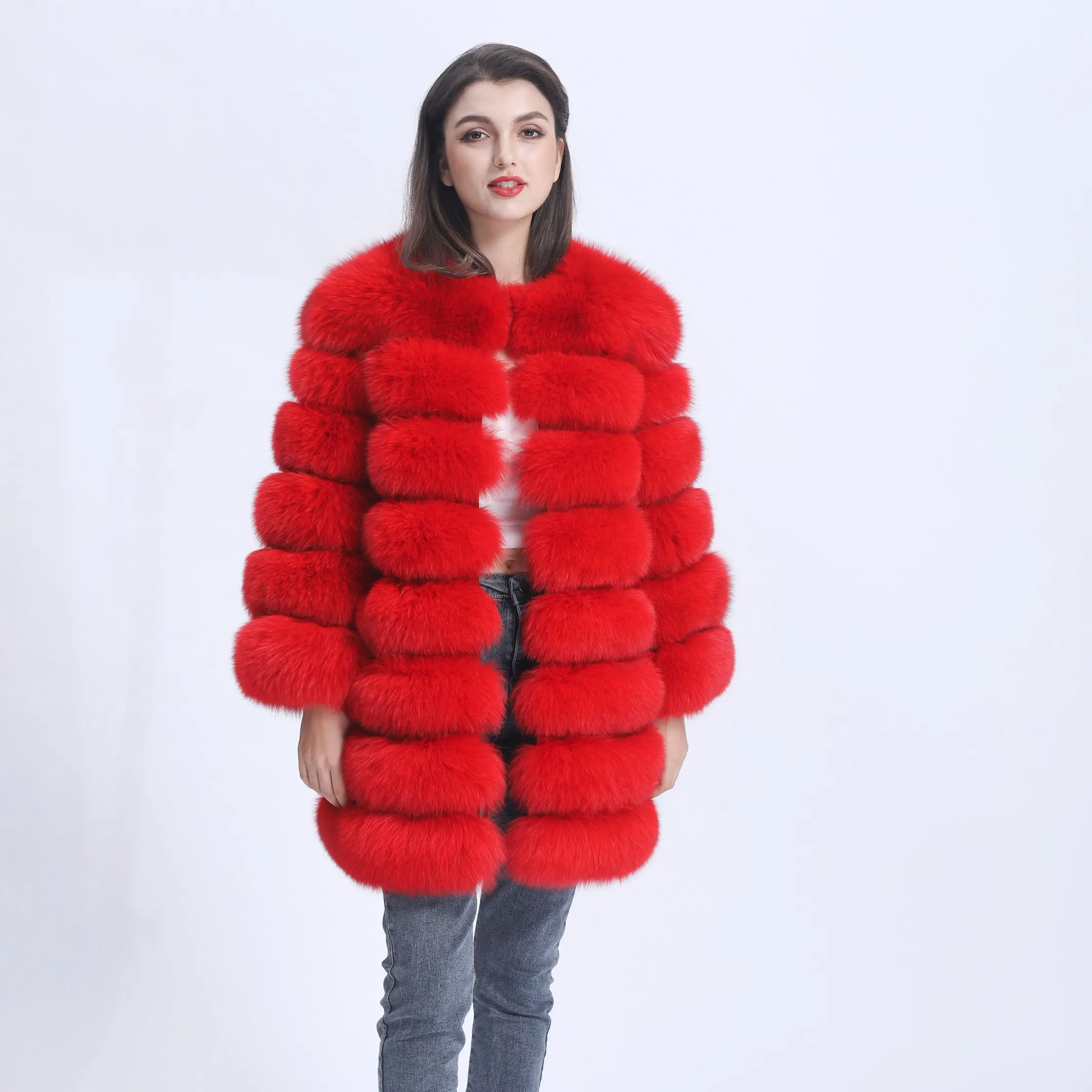 New Arrival Wholesale Fox Fur Jacket Winter Ladies Stitching Short Lapel Coat Fluffy Windproof Real Comfortable Fabric