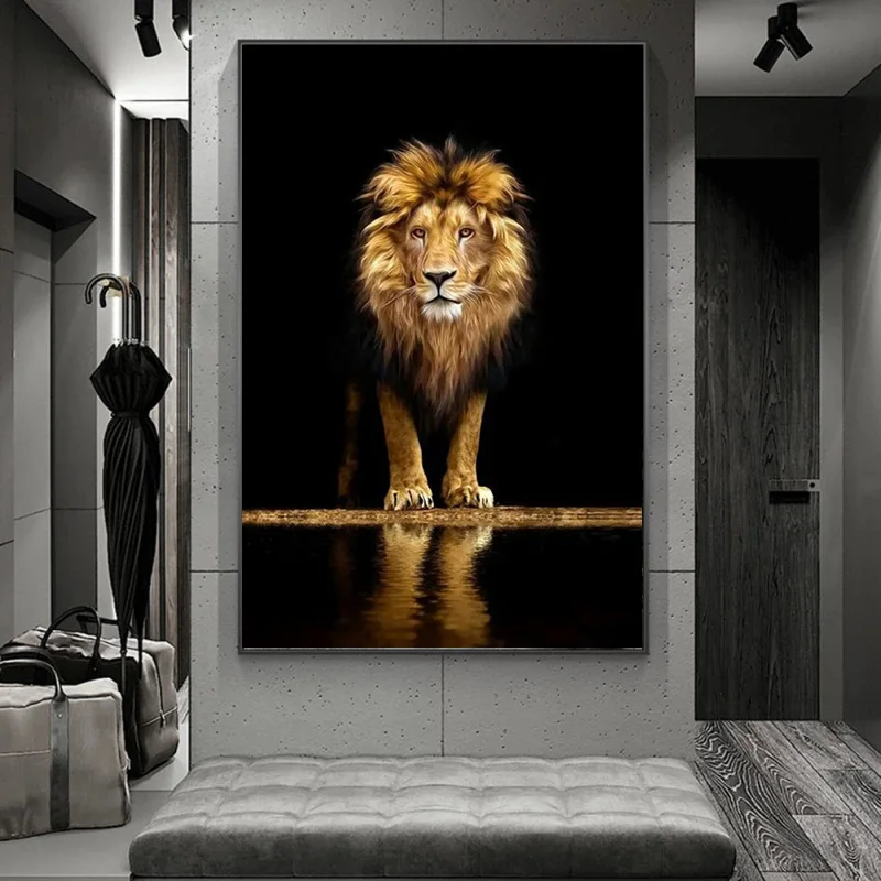 Lion In The Dark Canvas Painting Wall Art Picture Lion Family Posters and Prints for Living Room Home Artwork Hanging Decoration