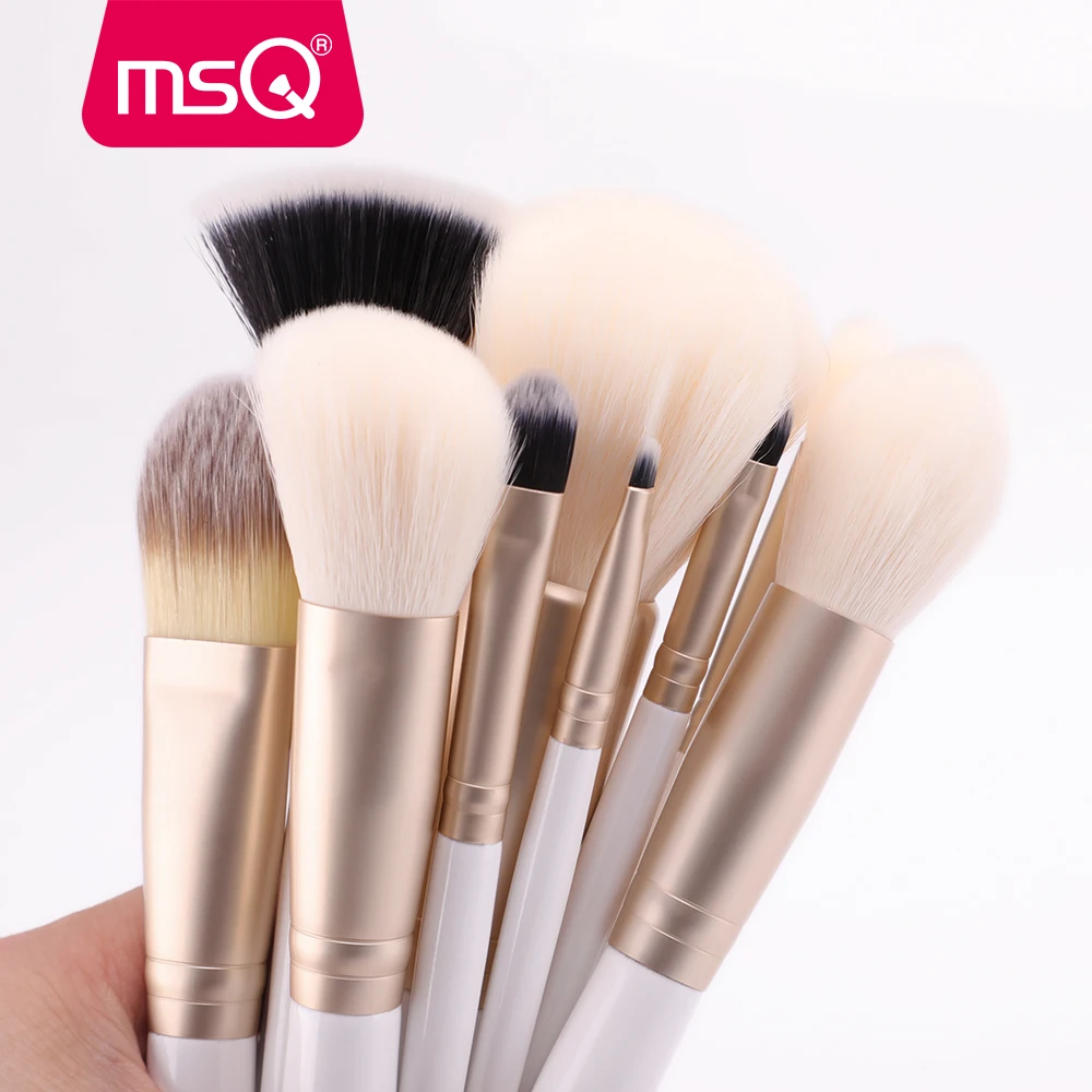 MSQ 10PCS Makeup brushes Set Foundation Powder Eyeshadow Make up Brush Pearl White Gold pincel maquiagem Beauty Tools