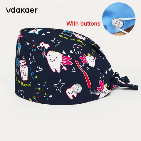 Dental Print Scrub Cap for Women and Men vdakaer