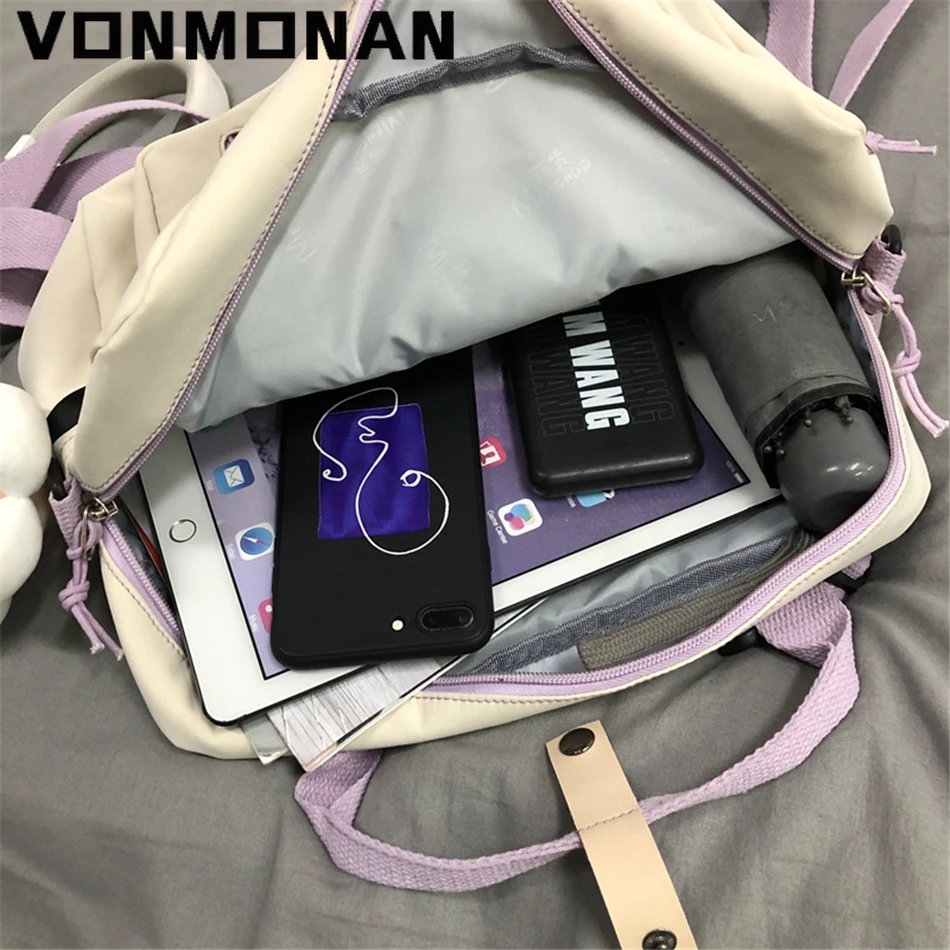 3 In 1 Backpack for Teenage Girl Ring Buckle Portable Travel Shoulder Bag Female Small Schoolbag Badge Woman Rucksack Satchel